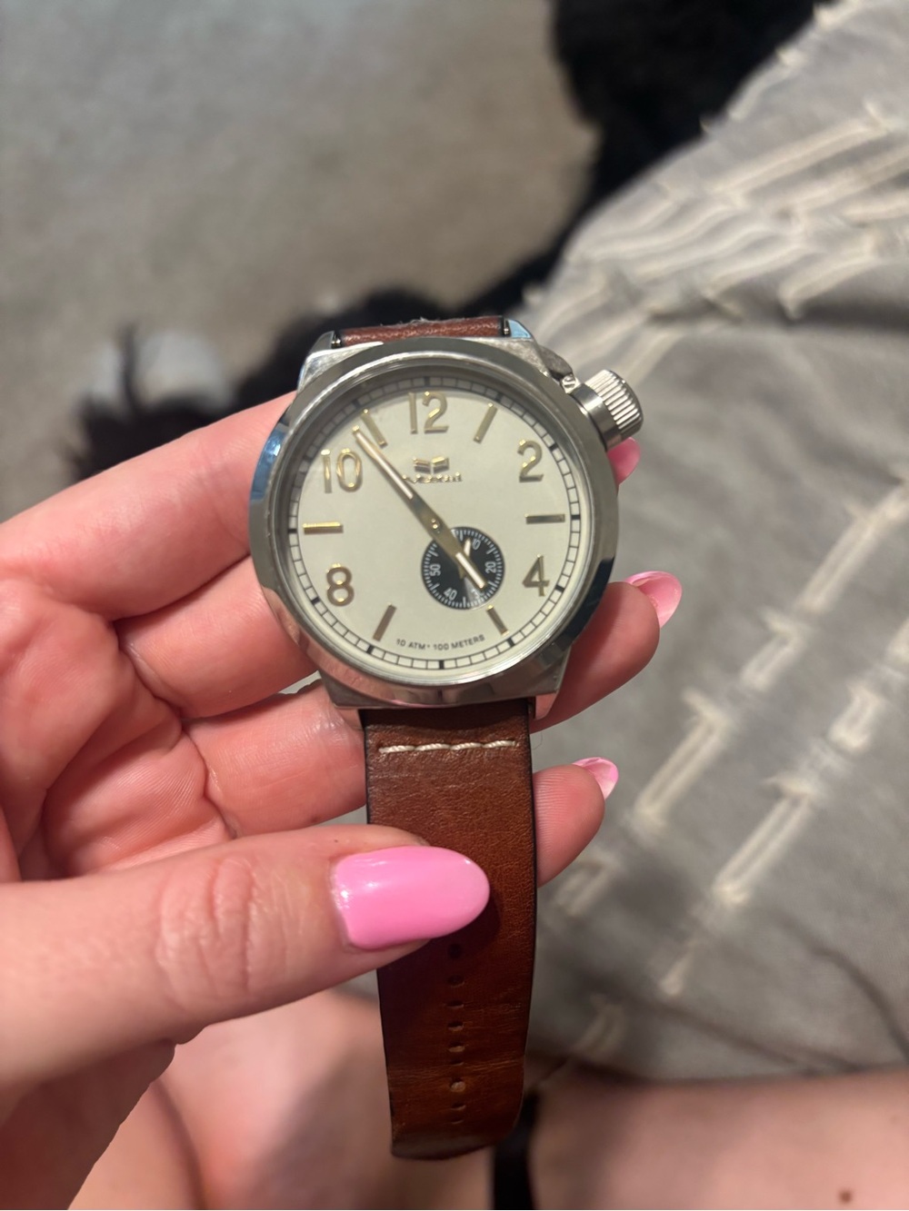 Vestal Men’s Watch with Brown Leather Strap and Cream Dial